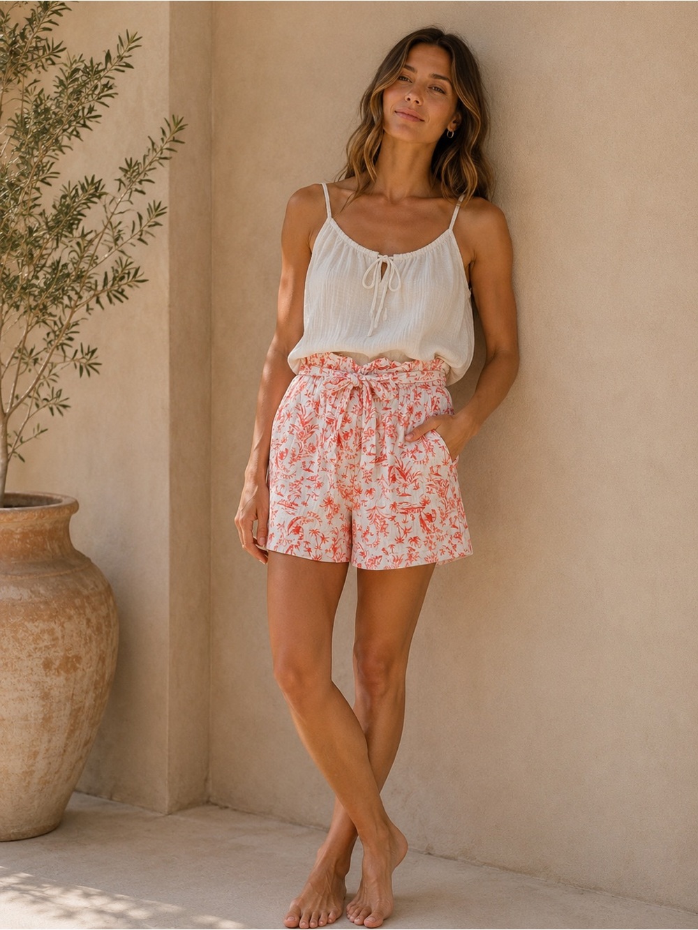 MY STYLE | 100% Cotton Shorts | Casual Summer Floral Tie Waist Shorts